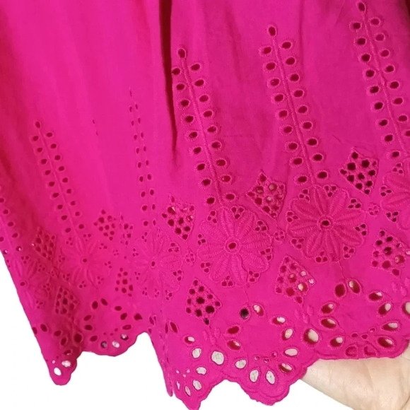 Hatley cotton pink magenta eyelet crochet puff sleeve lightweight sp - Picture 6 of 8
